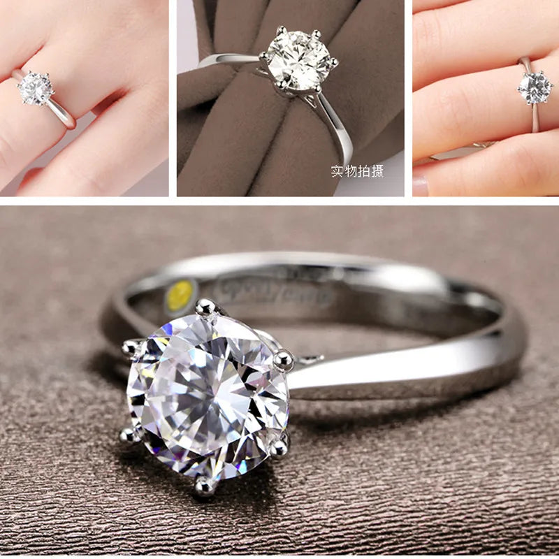 Unisex S925 Sterling Silver Wedding Rings — Austrian Crystal Fine Jewelry Gift Set — view 4 of jewelry
