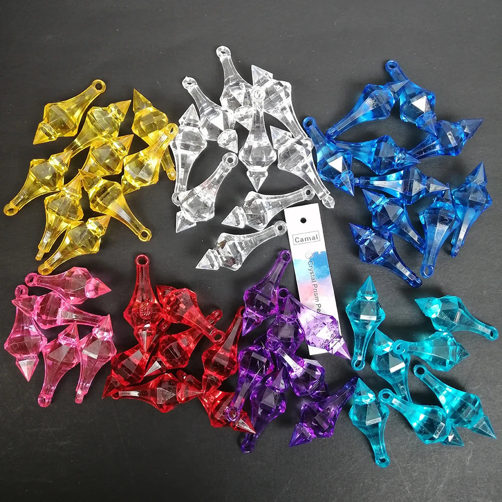 Home Decor Hanging Diamond Drop Crystal Beads — 10 Pcs Acrylic Chandelier DIY Wedding Pendants — view 1 of home decor