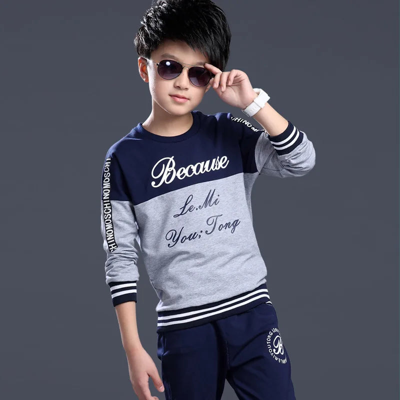 2024 new Boys clothes sport suit casual sets autumn letter children kids tracksuit t-shirt+ long pant 4 5 6 7 8 9 10 11 12 year