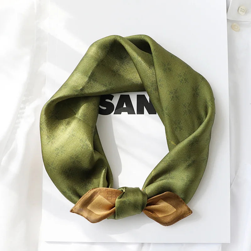 Silk Scarf Small Square 2026 Pashmina — 53×53cm Geometric Trending Palette Bandana Hair Scarf