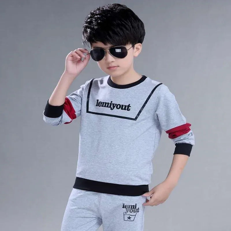 2024 new Boys clothes sport suit casual sets autumn letter children kids tracksuit t-shirt+ long pant 4 5 6 7 8 9 10 11 12 year