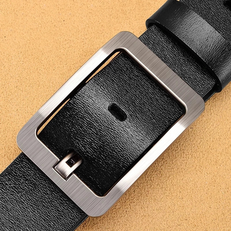 Men's Leather Buckle Belt — Designer Business Casual Denim Jean Belt — view 4 of accessories & jewelry