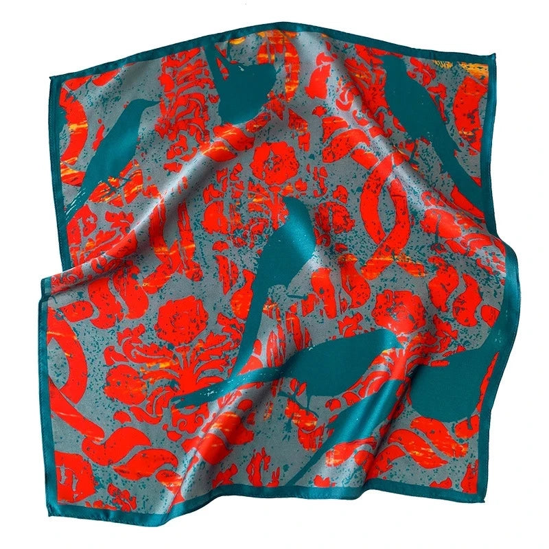 Silk Scarf Small Square 2026 Pashmina — 53×53cm Geometric Trending Palette Bandana Hair Scarf