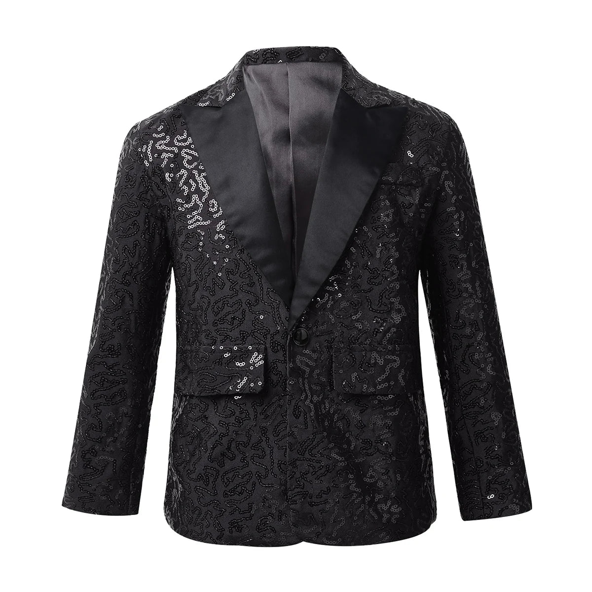 Shine Bright with the Kids' Boys Sequins Suit Blazer – Perfect for Special Occasions!