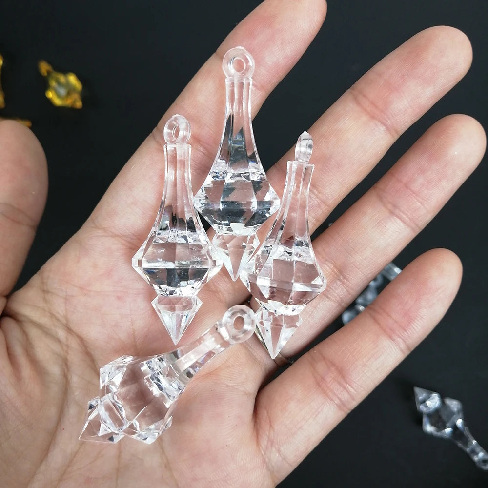Home Decor Hanging Diamond Drop Crystal Beads — 10 Pcs Acrylic Chandelier DIY Wedding Pendants — view 7 of home decor