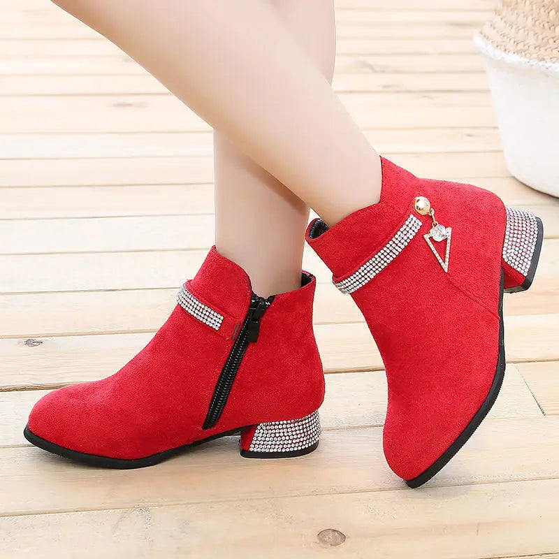 Autumn Winter Kids Boots Girls Shoes Children Fashion Boots For Wedding and Party Shoes Pink Red Black 4 5 6 7 8 9 10 11-14T