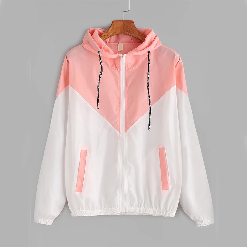 Women’s Outdoor Hooded Zip Jacket — Lightweight Patchwork Skin-Suit Coat — view 5 of sports & fitness