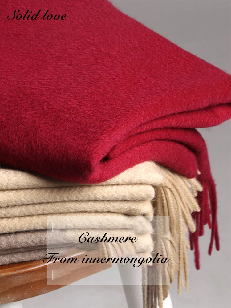 Cashmere Scarf Capsule-Color — Luxury Brand Solid Red Women's Holiday Gift Pashmina Wrap — view 1 of scarves & wraps