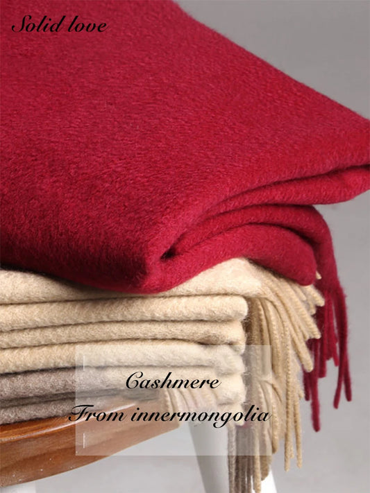 Cashmere Scarf Capsule-Color — Luxury Brand Solid Red Women's Holiday Gift Pashmina Wrap — view 1 of scarves & wraps