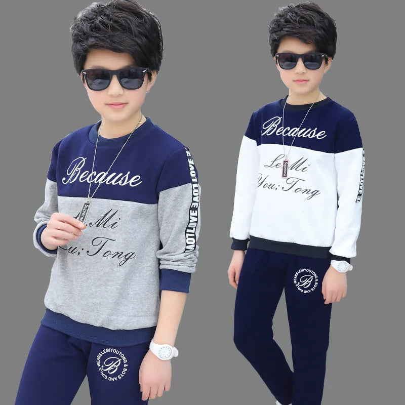 2024 new Boys clothes sport suit casual sets autumn letter children kids tracksuit t-shirt+ long pant 4 5 6 7 8 9 10 11 12 year