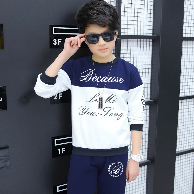 2024 new Boys clothes sport suit casual sets autumn letter children kids tracksuit t-shirt+ long pant 4 5 6 7 8 9 10 11 12 year