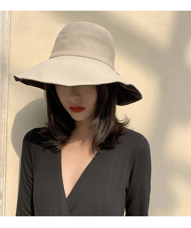 Double-sided Foldable Bucket Hat Summer Sun Hat  for Women Girls Visor Fisherman Cap Anti-UV Wide Brim Sunscreen Hats Caps