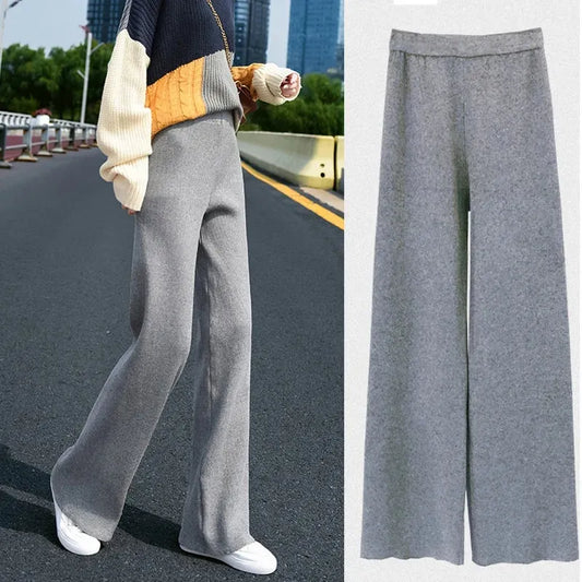 Women’s Black Knitted Long Pants – Soft & Comfortable Autumn/Winter 2025