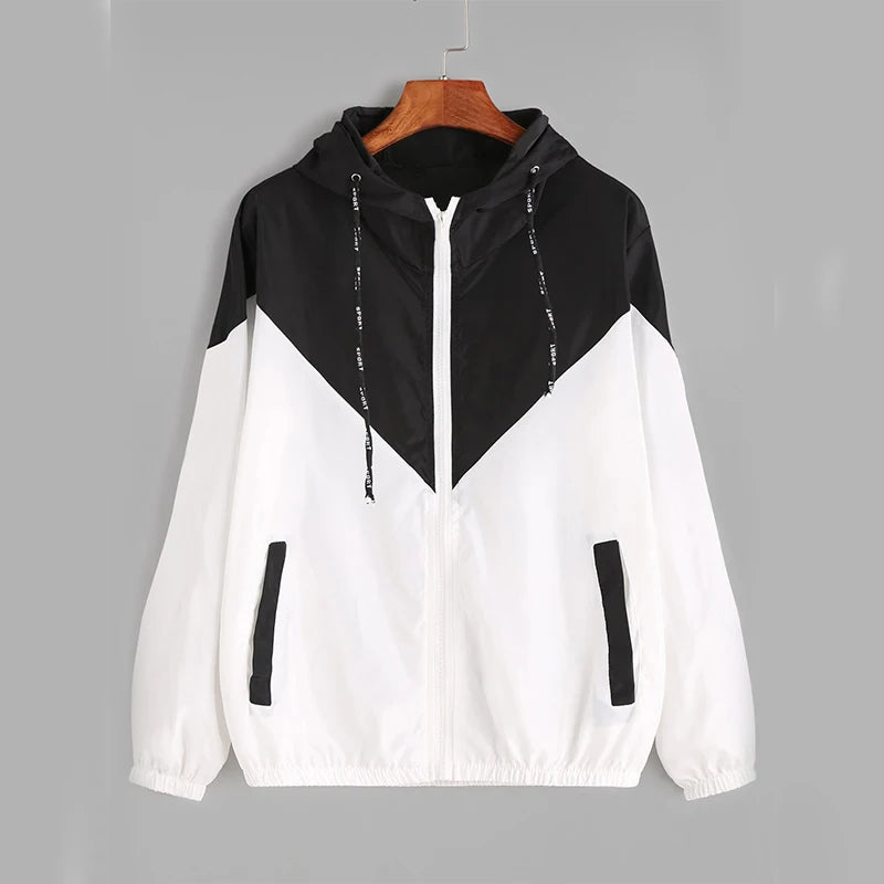 Women’s Outdoor Hooded Zip Jacket — Lightweight Patchwork Skin-Suit Coat — view 1 of sports & fitness