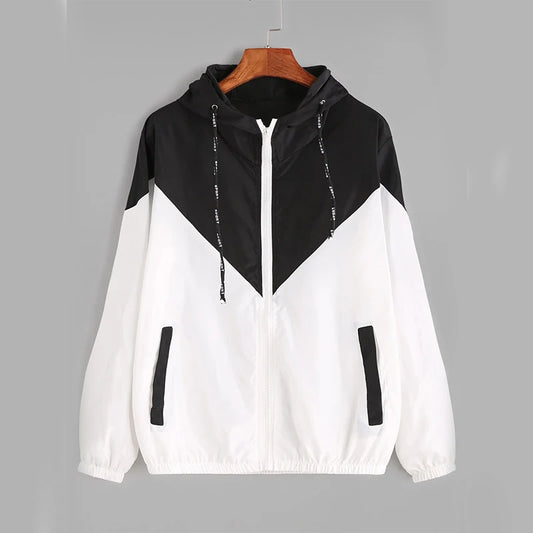 Women’s Outdoor Hooded Zip Jacket — Lightweight Patchwork Skin-Suit Coat — view 1 of sports & fitness