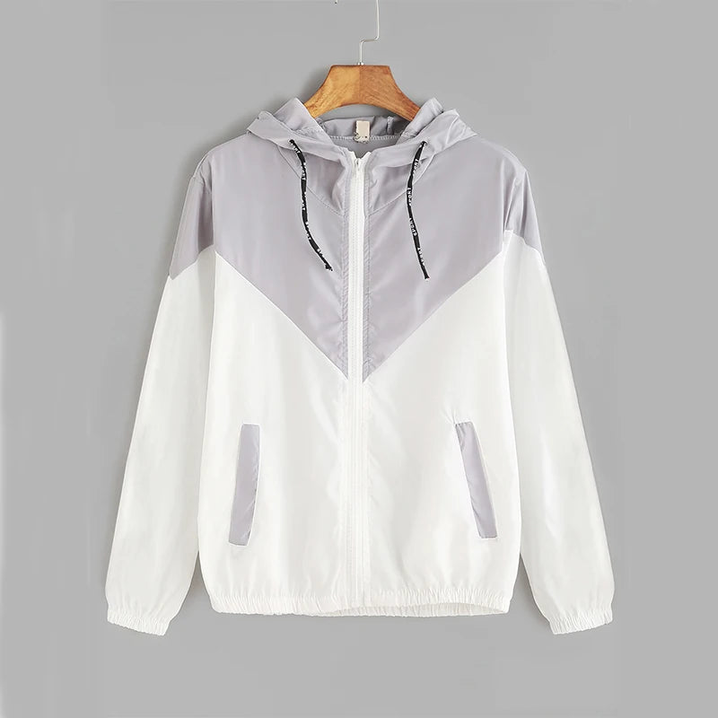 Women’s Outdoor Hooded Zip Jacket — Lightweight Patchwork Skin-Suit Coat — view 2 of sports & fitness