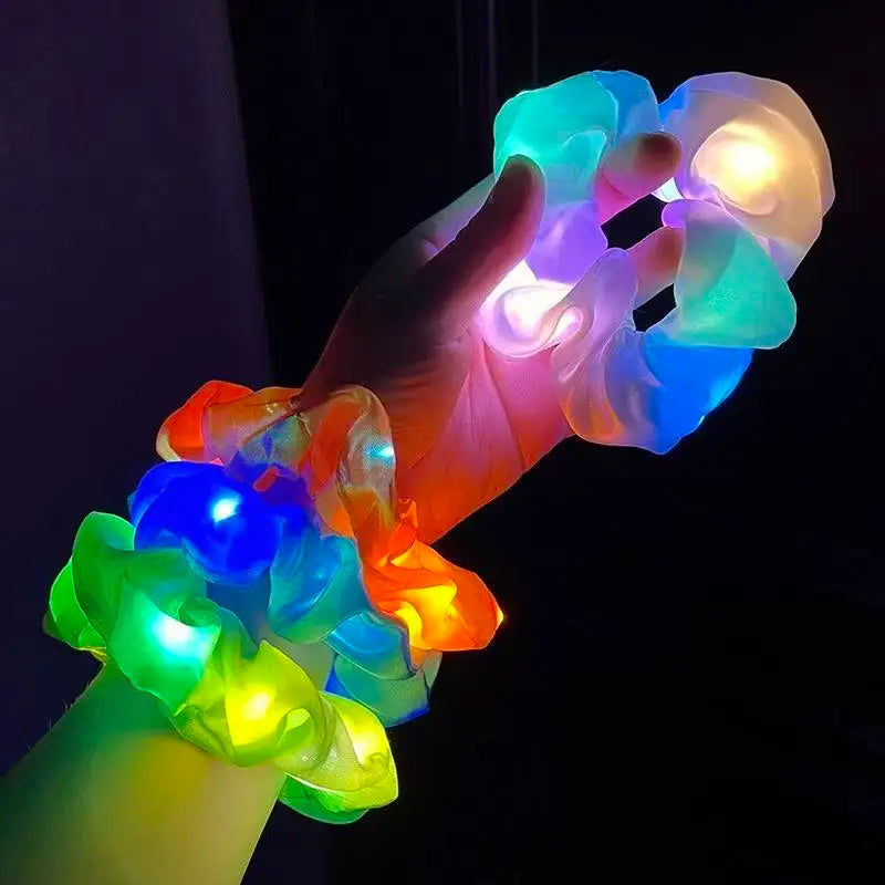 Fashion LED Luminous Hair Scrunchies Light Up Glowing Scrunchy Hair Band For Girls Flashing Hair Tie Hair Rope Hair Accessories — view 5 of product