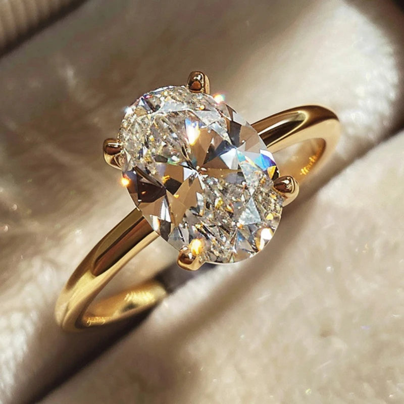 Women's 925 Sterling Silver 1-8CT Zircon Oval Ring — Engagement Wedding Jewelry — view 5 of jewelry