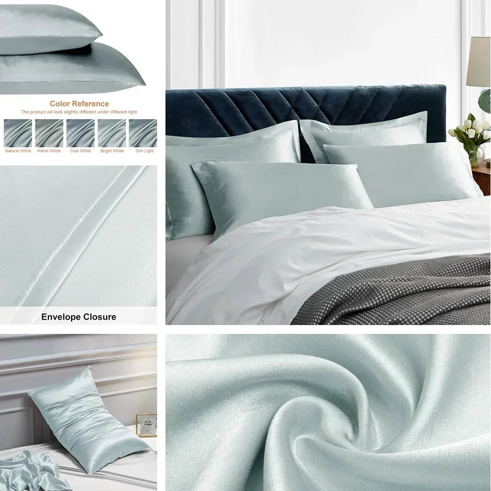 Pack Satin Pillowcases – Cooling, Super Soft Silk-Like Pillow Covers with Envelope Closure — view 5 of home & kitchen