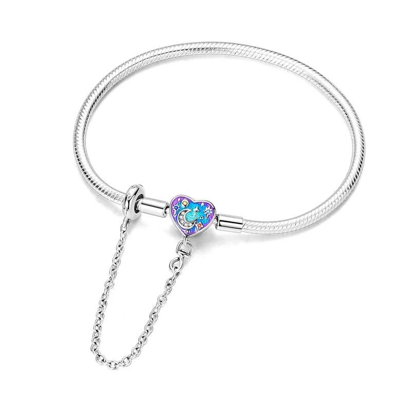 Pearl & Heart Charm Sterling Silver Bracelet 17-20cm — 925 DIY Fit Beads — view 12 of bracelets