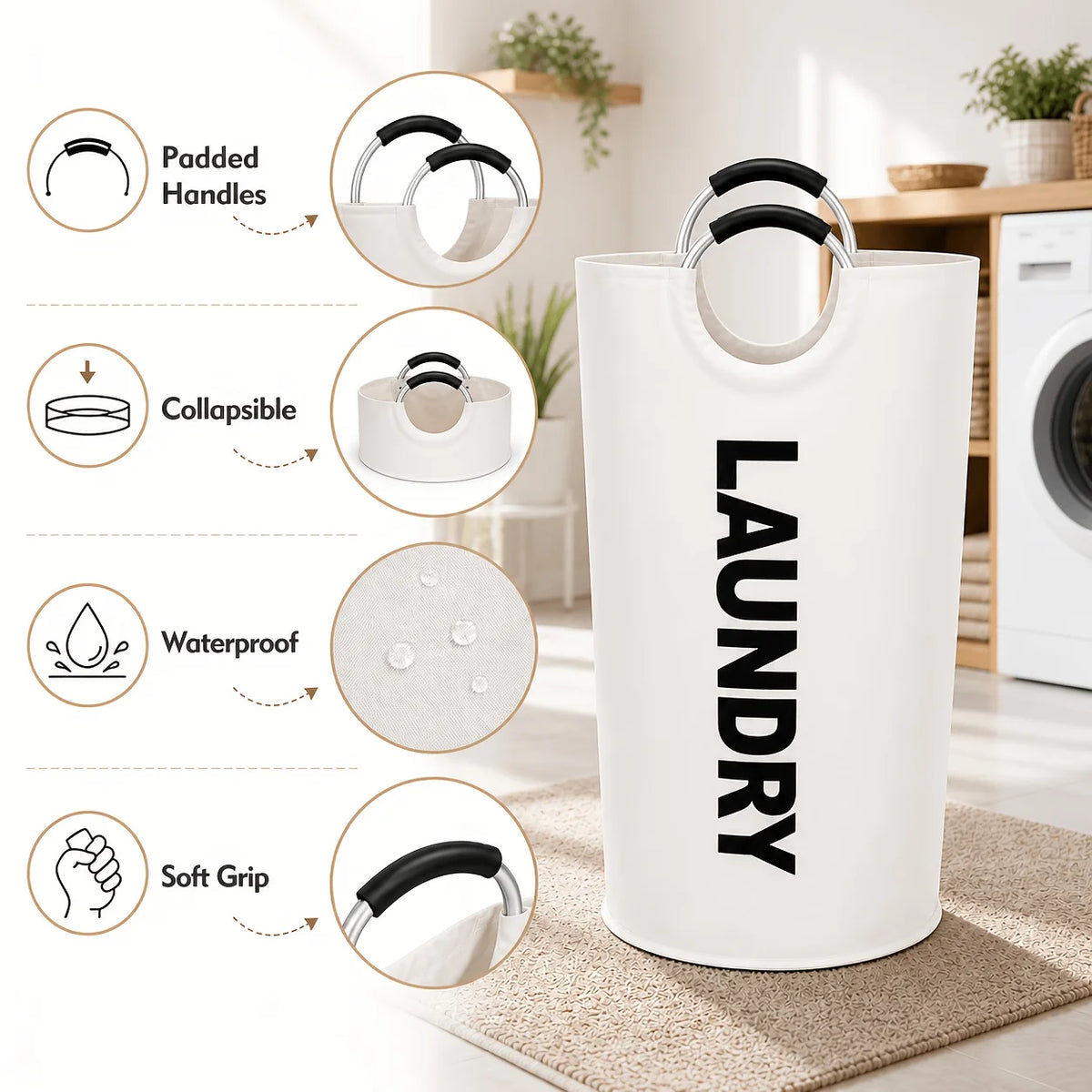 2-Pack Foldable Laundry Hamper with Detachable Bag, Tall — product photo 7