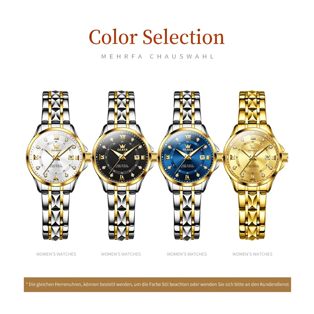 OLEVS Women's Gold Luxury Watch — Fashion Quartz Wristwatch — view 6 of watches