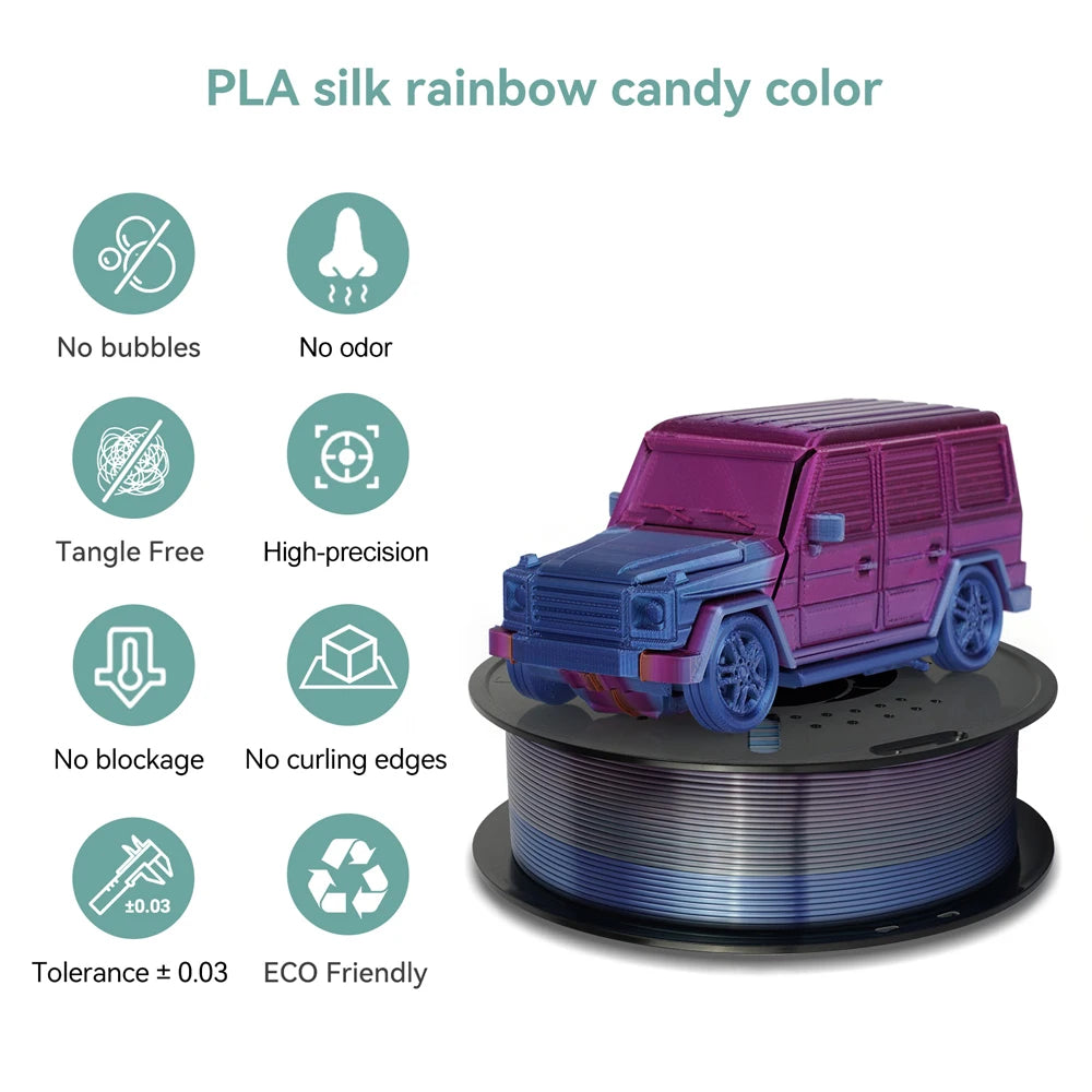 Rainbow Silk PLA 3D Printer Filament 1.75mm, 1kg Spool — product photo 3