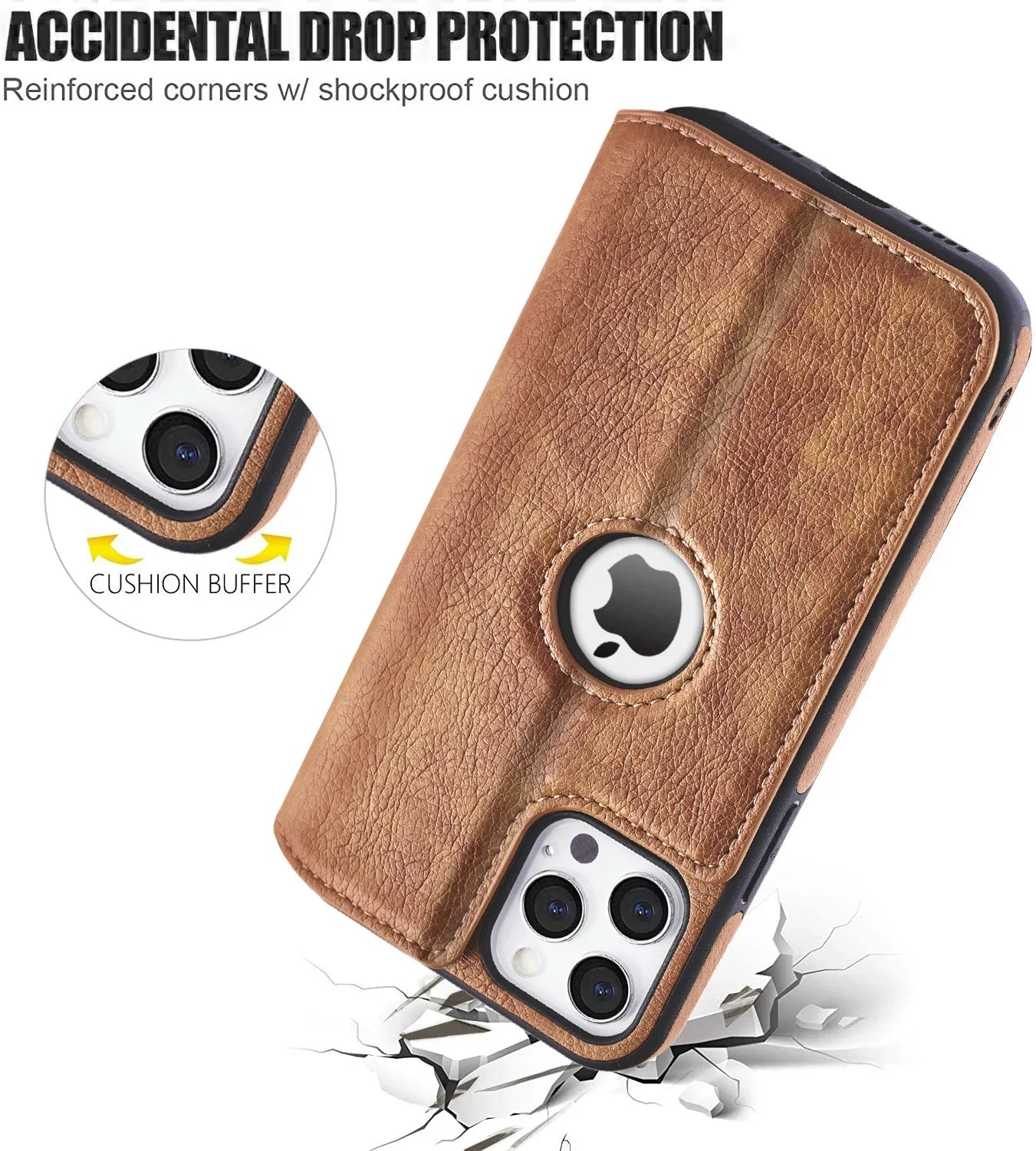 RFID-Blocking Leather Wallet Case for iPhone 11–16 Pro Max Slim Flip — view 6 of phone cases
