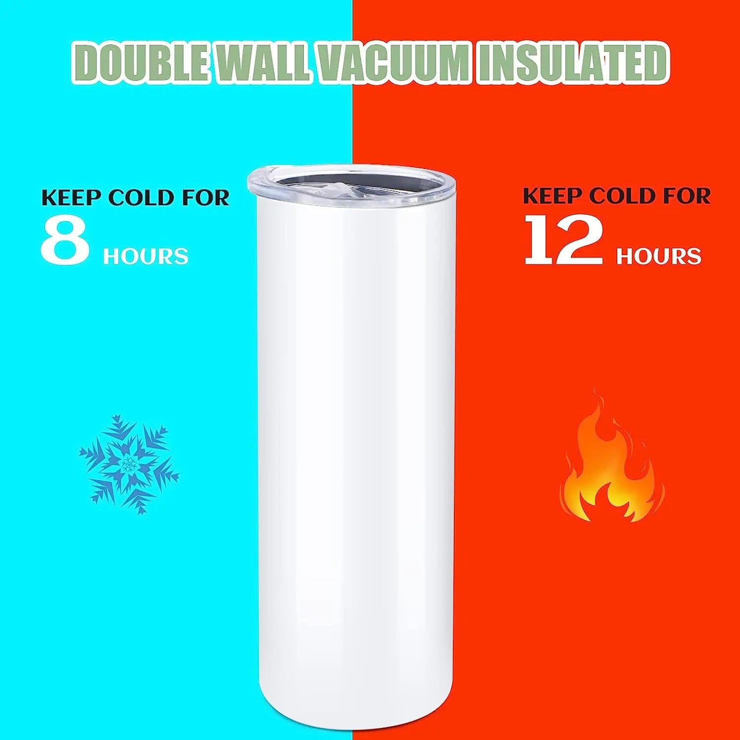 Sublimation Tumbler Blanks 8-Pack — 20oz Skinny Straight Stainless Cups — view 3 of drinkware