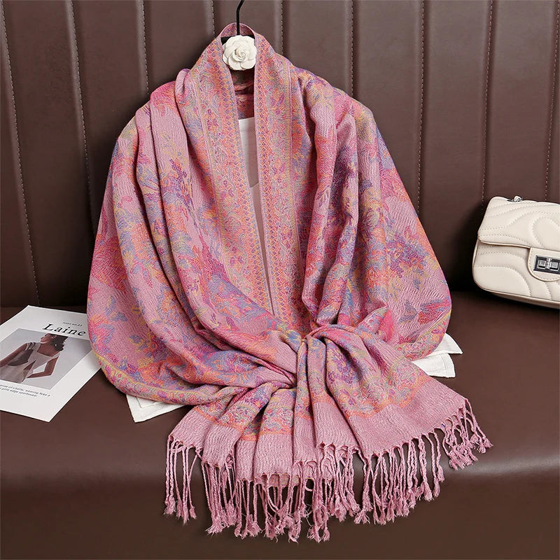 Pashmina Scarf in 58 Signature Shades — Cashmere-Feel Women's Tassel Shawl Wrap Color Stack — view 1 of scarves & wraps