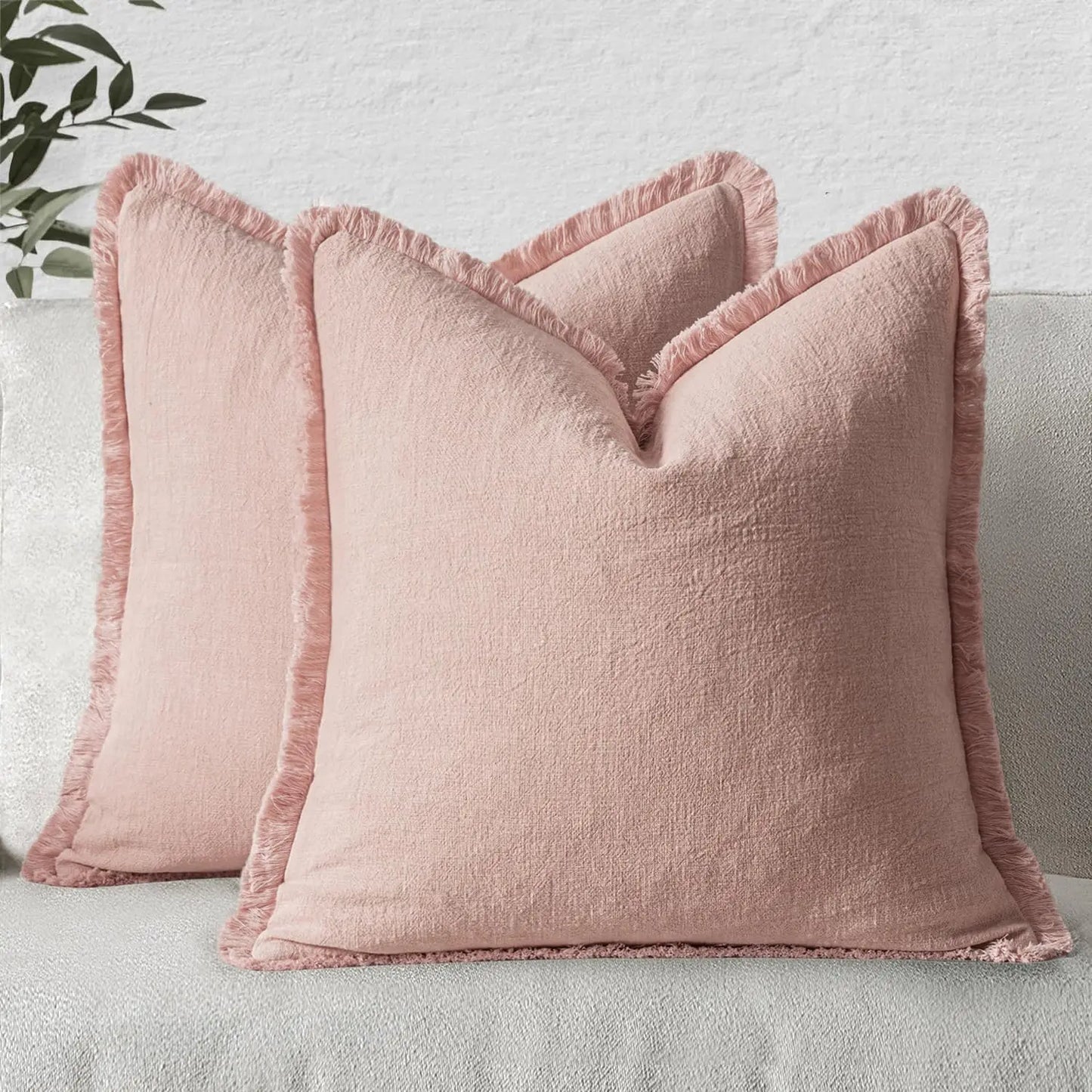 Linen Fringe Throw Pillow Cover — Boho Farmhouse Tasseled Accent Cushion Case — view 9 of cushion covers & pillow cases