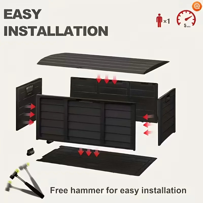 Storage Organizer 75-Gallon Outdoor Deck Box — Lockable Heavy-Duty Plastic Patio Container — view 4 of storage & organisation
