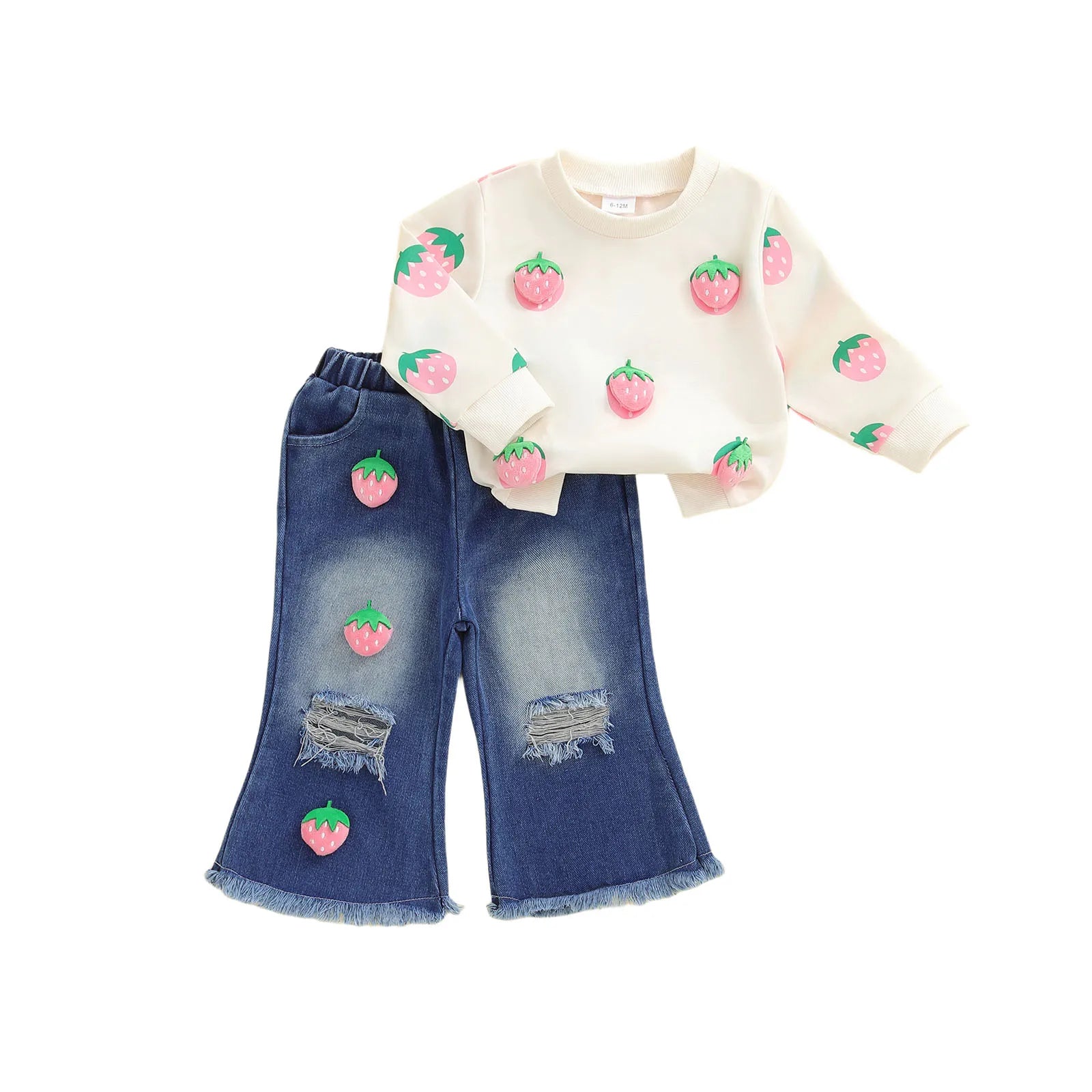 Baby Girl 3D Watermelon Sweater Set - Knit Top & Distressed Jeans Outfit — view 7 of baby outfits