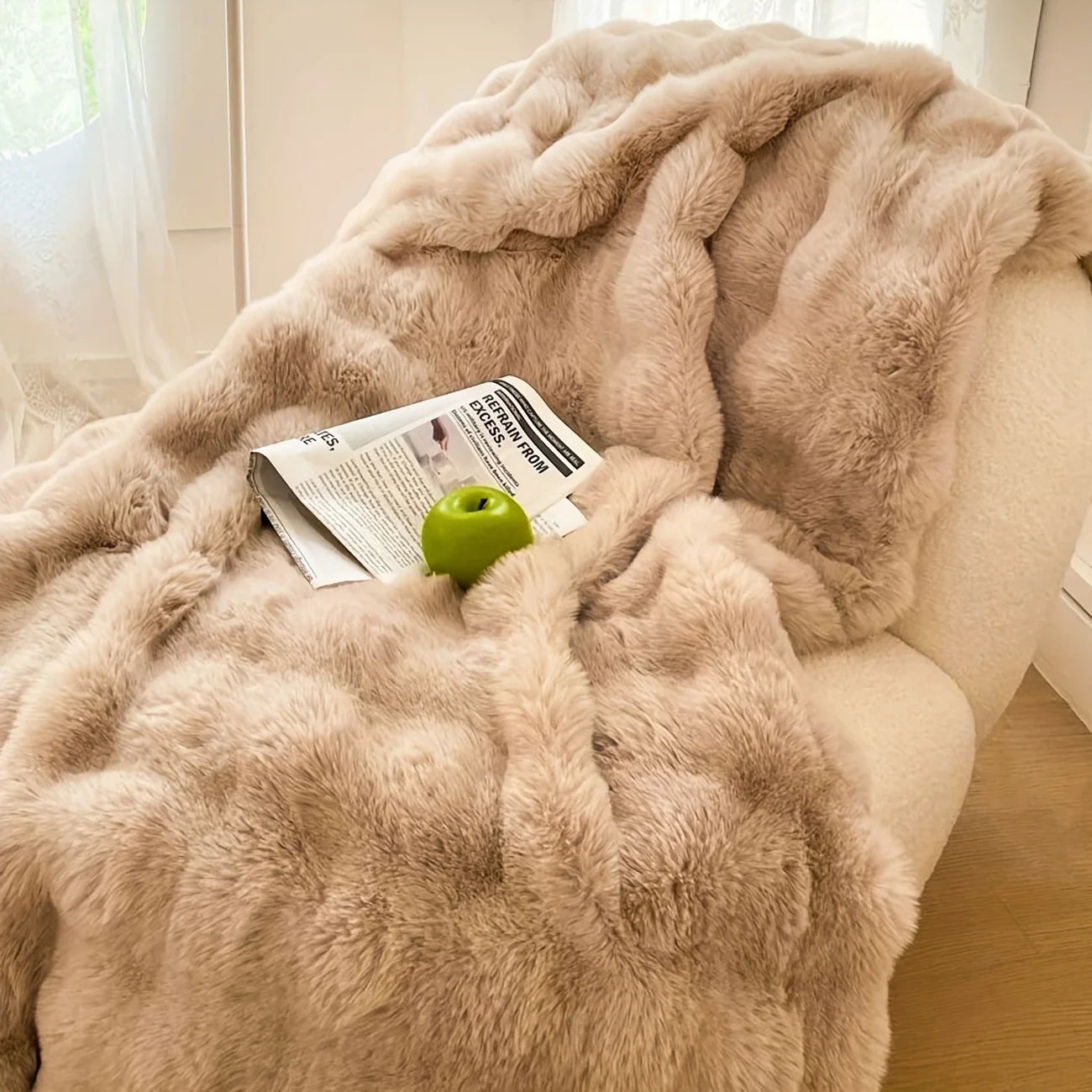 Faux Rabbit Fleece Throw Blanket — Cozy Warm Soft Sofa & Bedroom Blanket — view 8 of cushion covers & pillow cases