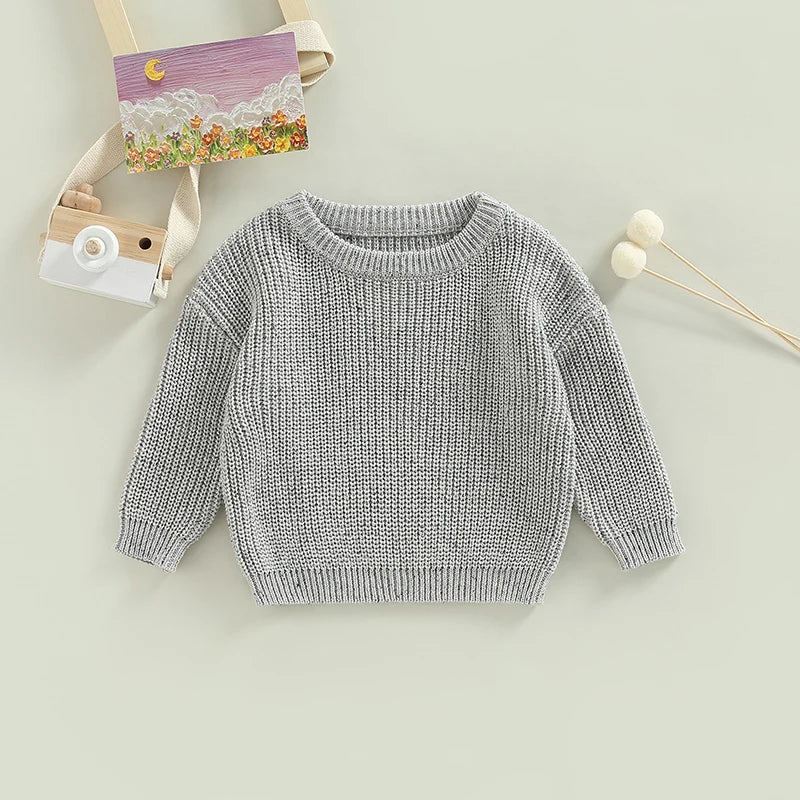 Kids Unisex Polka Dot Crewneck Sweater - Long Sleeve Pullover Top — view 1 of kids tops