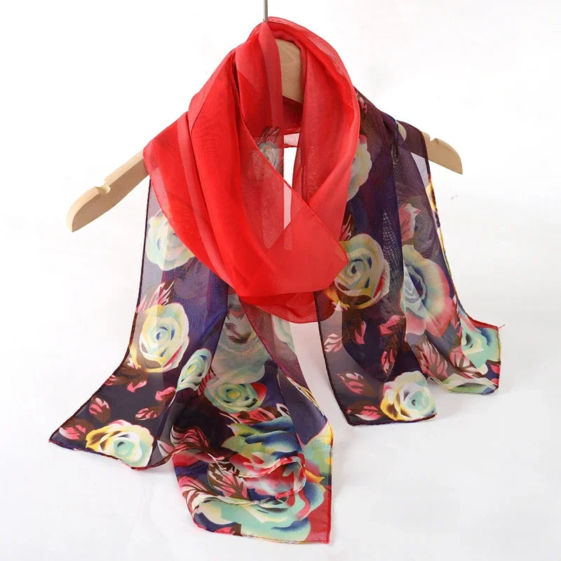 Printed Chiffon Scarf — Lightweight Sun-Protection Beach Shawl Wrap — view 19 of scarves