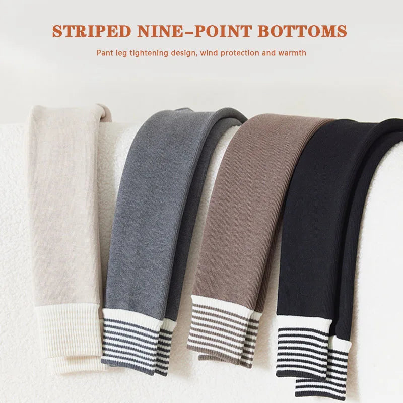 Winter Children Pants Lamb Wool Fleece Thickened Children Leggings Warm Striped Kids Pantyhose For Girls