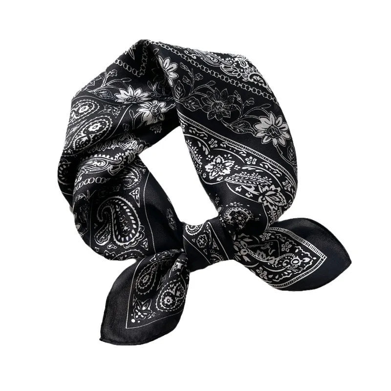 Silk Scarf Small Square 2026 Pashmina — 53×53cm Geometric Trending Palette Bandana Hair Scarf
