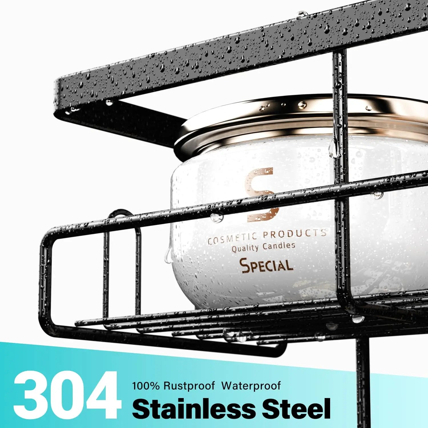 No-Drill Adhesive Shower Caddy, Removable Bathroom Organizer — product photo 2