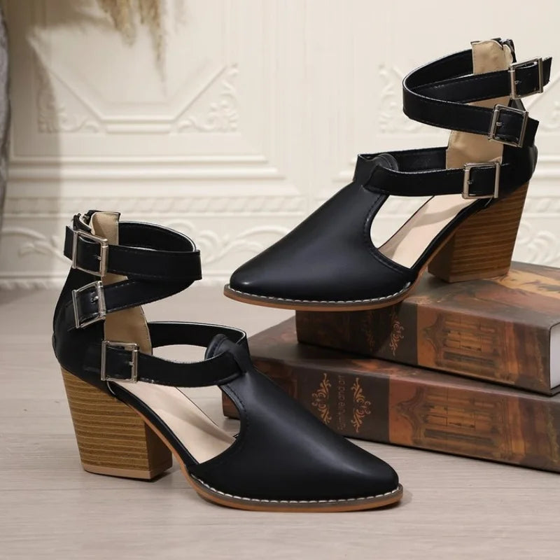 Sandals & Slides — Pointed-Toe Soft Leather High-Heel Sandals, Elegant Dress Heels — view 2 of sandals & slides