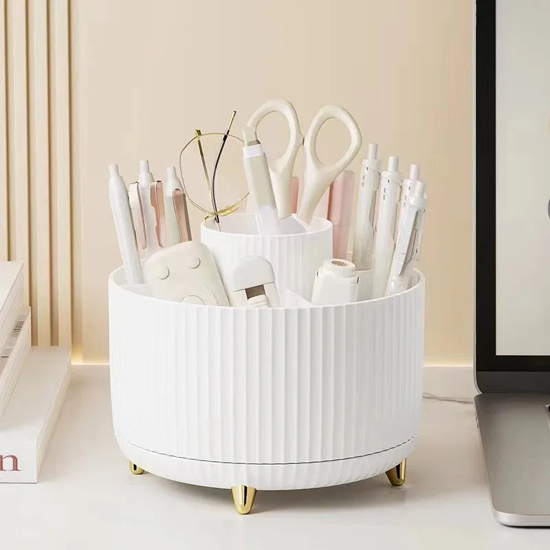Storage Organizer 360° Rotating Makeup — 5-Compartment Cosmetic Holder with Brush Slots — view 10 of storage & organisation
