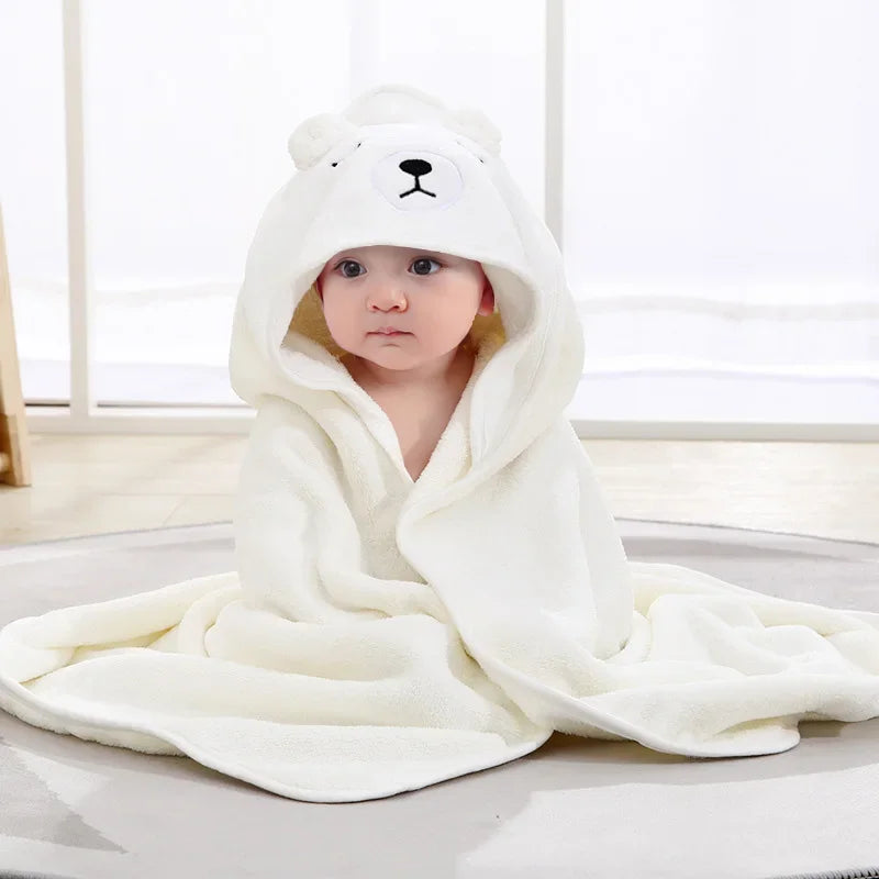 Cartoon Animal Hooded Baby Bath Towel - Soft Newborn Wrap Blanket — view 10 of baby bath