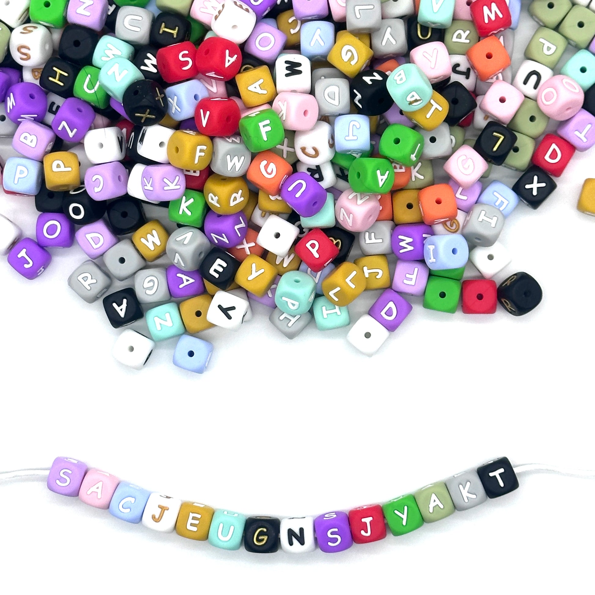 Pearl & Silicone Letter Beads 78pc 12mm — DIY Necklace Bracelet & Pen Charms — view 5 of beads