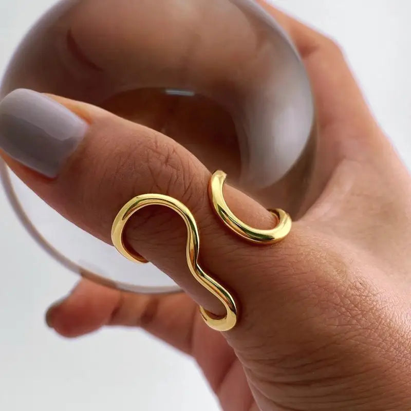 Women's Waterproof Open Ring — 18K PVD Gold Plated Stainless Steel Jewelry — view 1 of jewelry