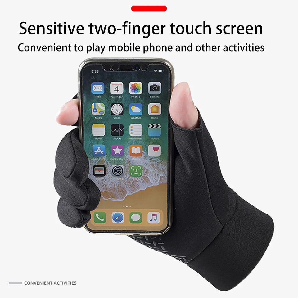 Winter Fishing Gloves Cycling Warm — Anti-Slip Two-Finger Touchscreen Outdoor Angling Gloves — view 3 of gloves