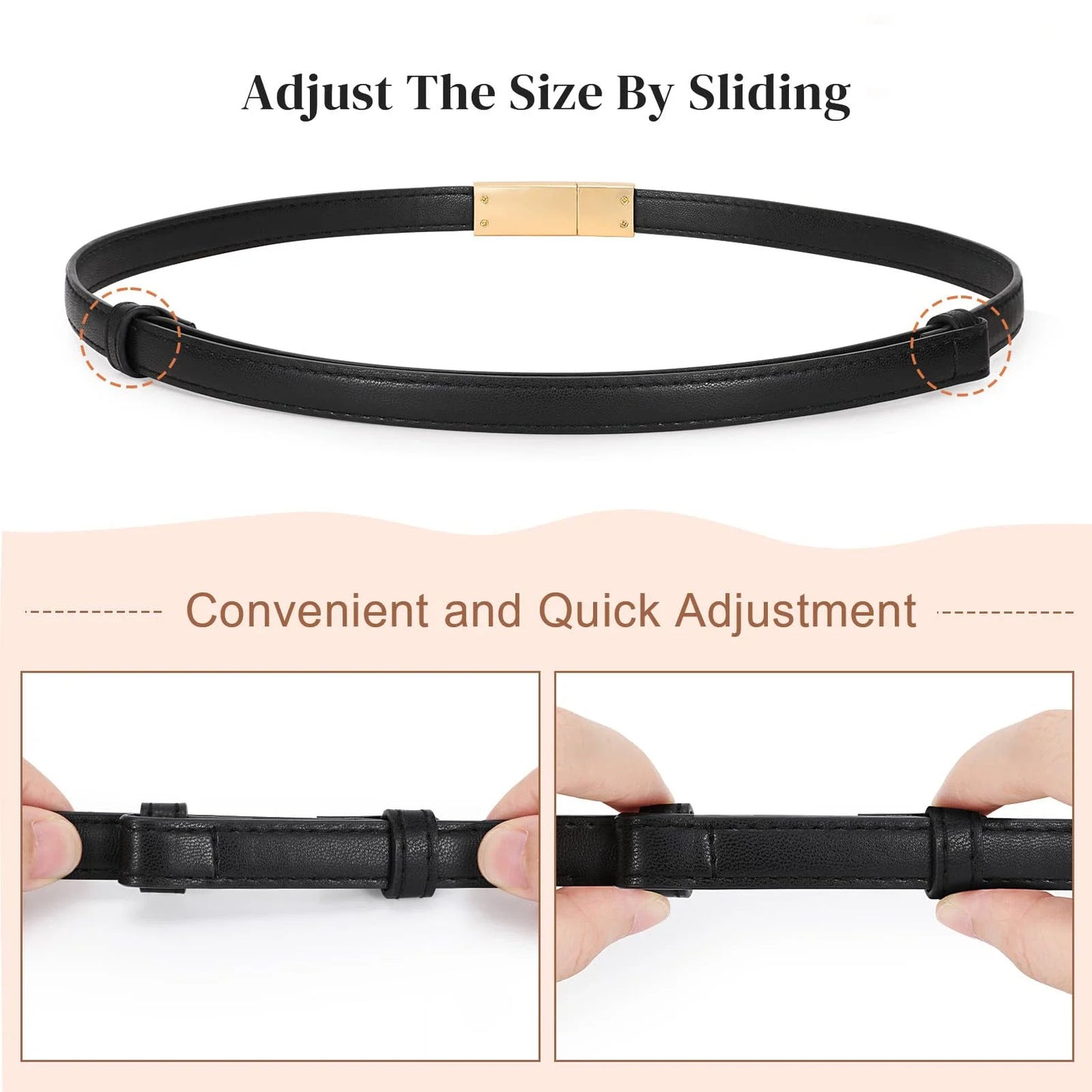 Belts Genuine Leather Women's 1.8cm Slim Belt — Gold Lock Buckle — view 5 of belts