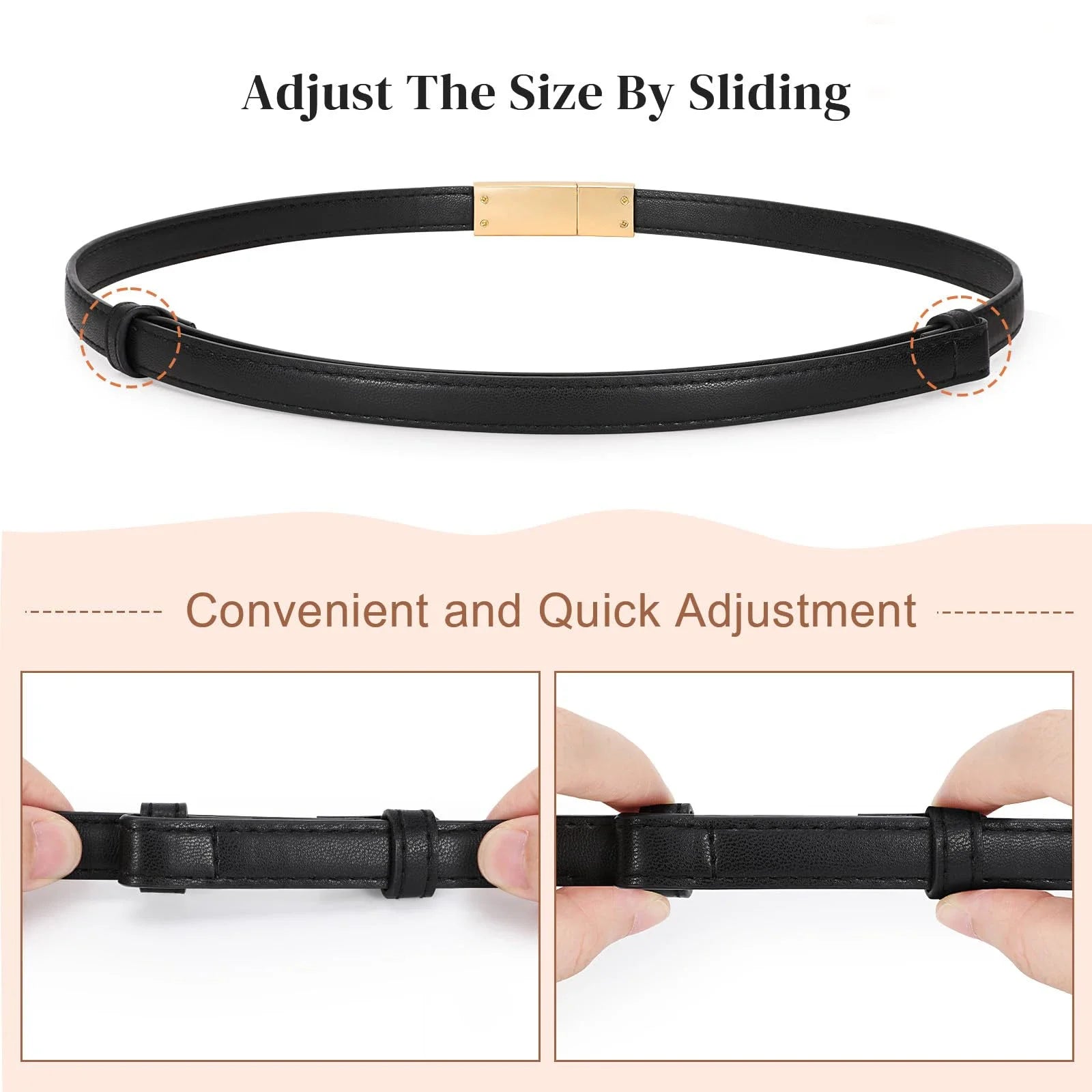 Belts Genuine Leather Women's 1.8cm Slim Belt — Gold Lock Buckle — view 5 of belts