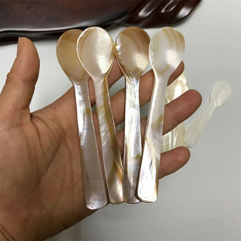Natural Mother-of-Pearl Shell Spoons &mdash; 9-13cm Caviar, Coffee &amp; Dessert Seashell Teaspoons — view 8 of dining & tableware