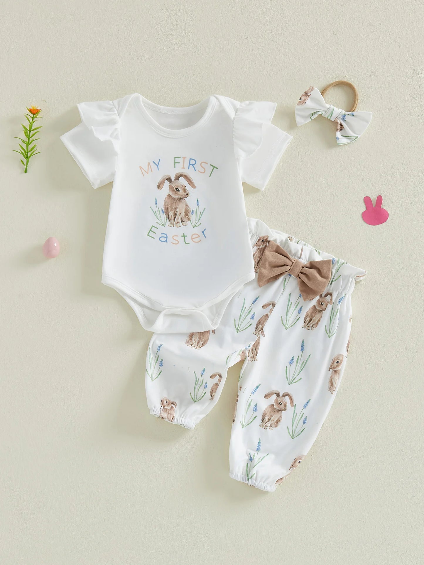 Toddler Easter Bunny Romper Set - 3-Piece Romper, Pants & Headband — view 3 of toddler outfits