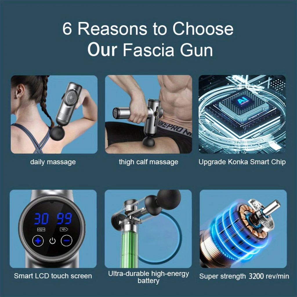 : PAQIN 99-Level Massage Gun – Deep Muscle Fascia Body, Neck & Back Massager (Low Noise) — view 4 of sports & fitness